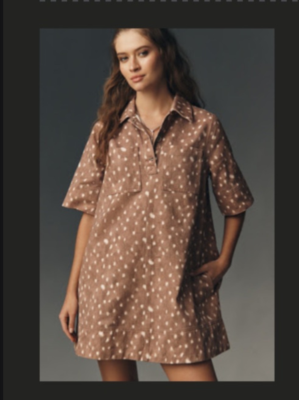 Anthropologie Deer Print Denim Mini Dress